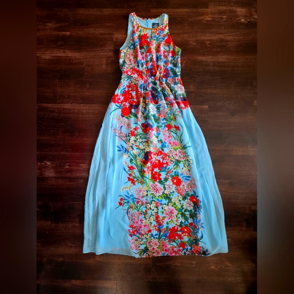Adrianna Papell Blue Floral Dress